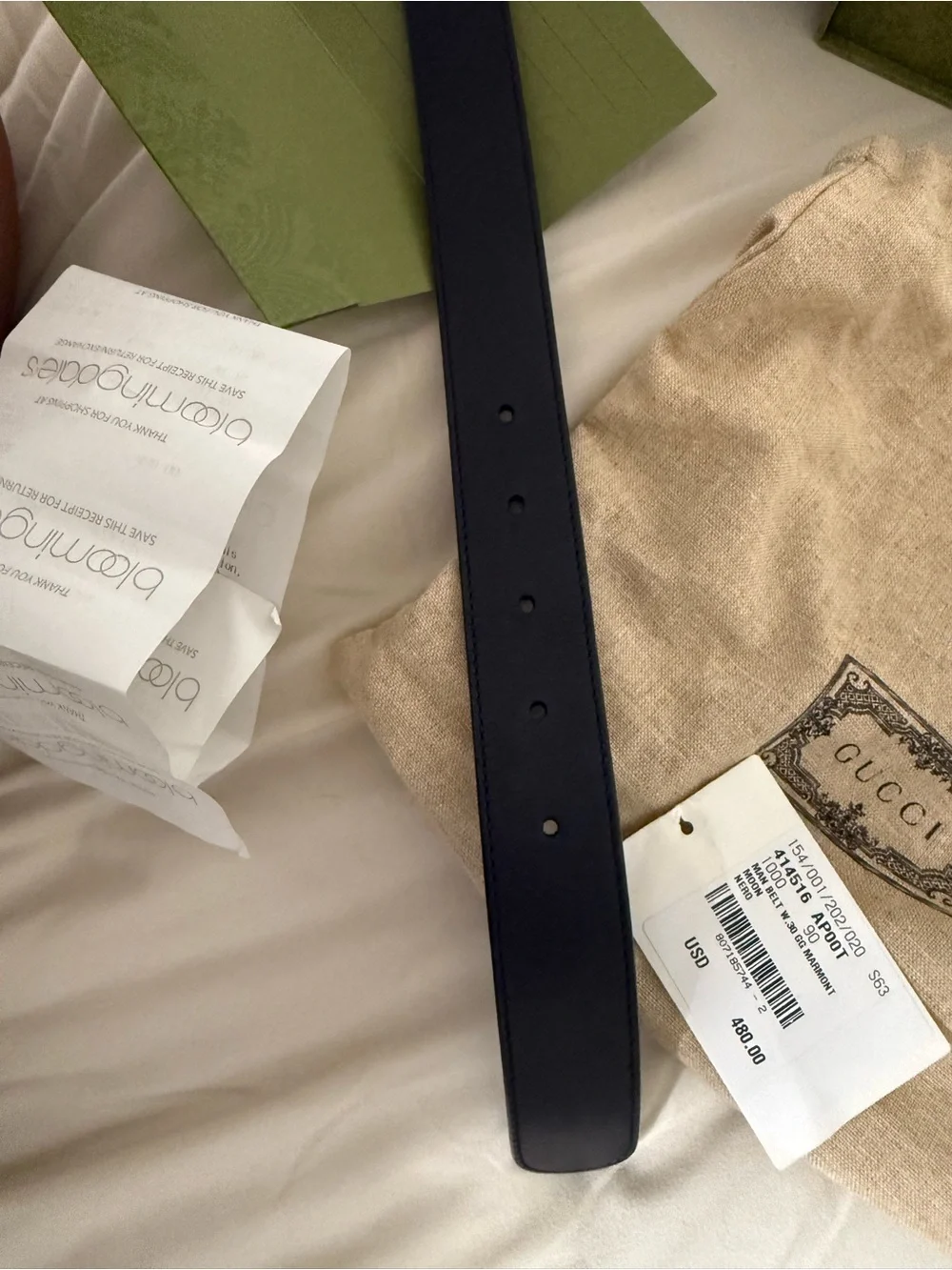 Authentic Gucci Black Leather Belt with Gold Double G Buckle